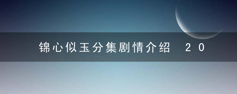 锦心似玉分集剧情介绍 2021锦心似玉电视剧免费观看